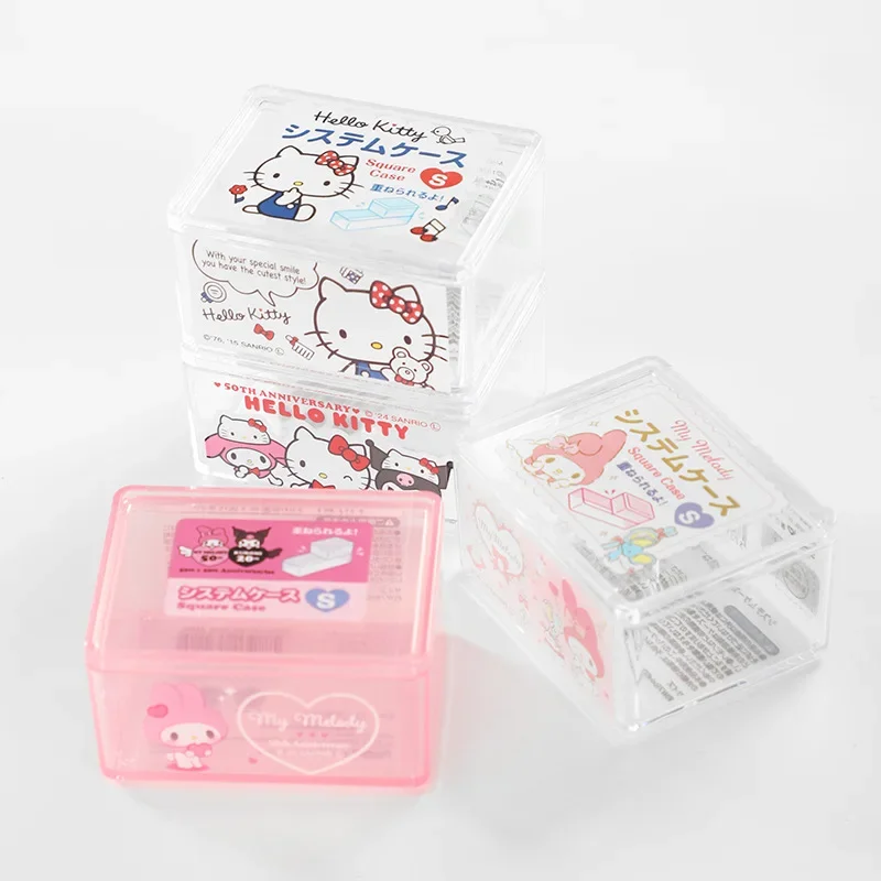 Sanrio HelloKitty Storage Box Cover Can Be Stacked for Storage, Dustproof Jewelry Box, Household Small Box, Transparent view 3