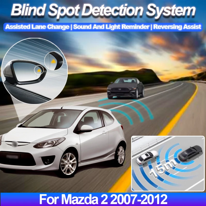 for Mazda 2 2007-2012 BSD BSM blind spot Radar detection system 24GHZ Microwave Sensor BSA Mirror light alarm