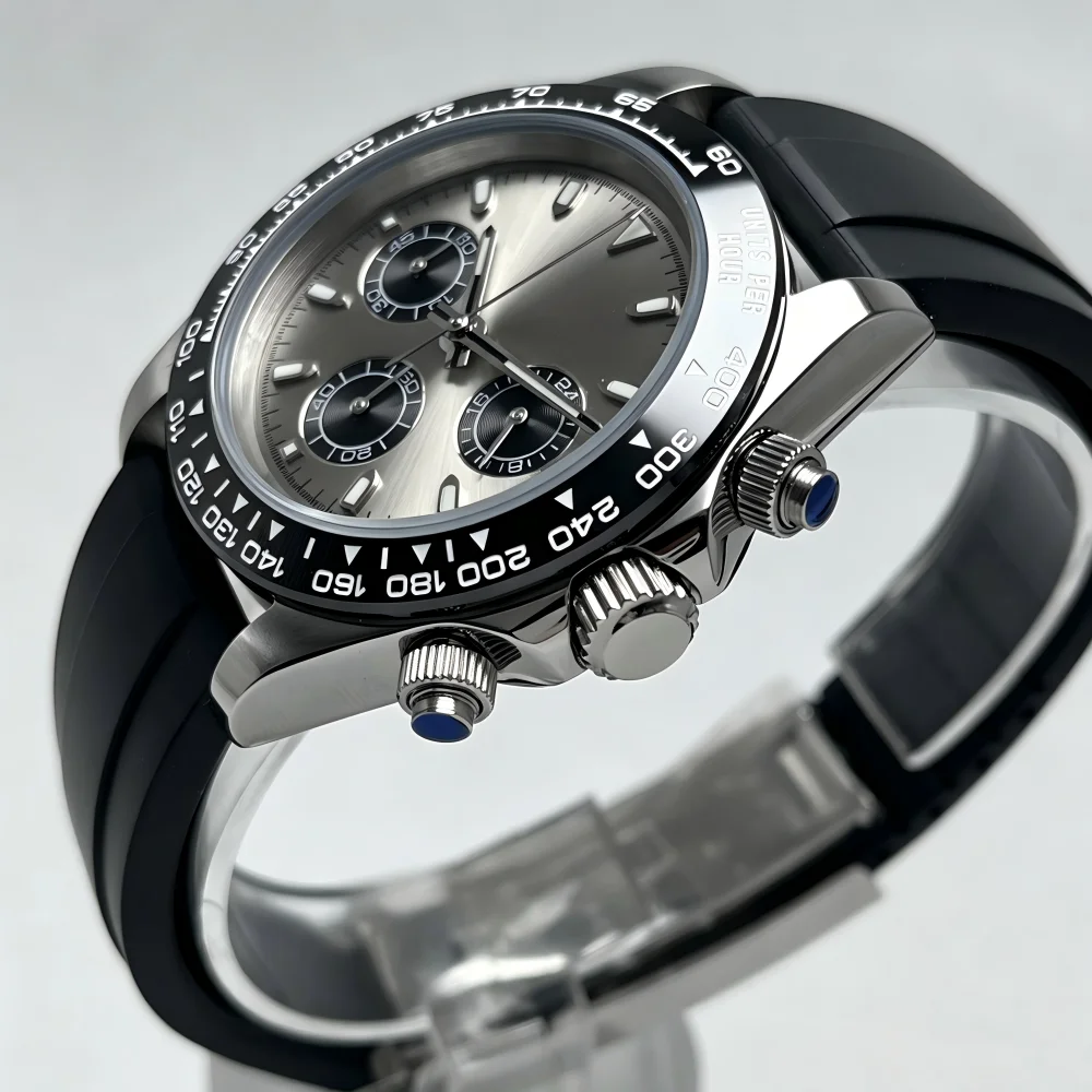 Luxurious men's wristwatch VK63 with quartz movement, featuring business timing function, and 39mm stainless steel luminous dial