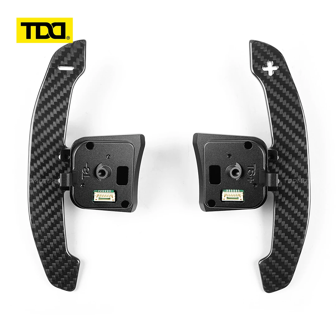 TDD Glossy Carbon Fiber Steering Wheel Magnetic Paddle Shifters For AUDI RS1 RS2 RS3 RS4 RS5 RSQ5 Magnetic Attraction Function