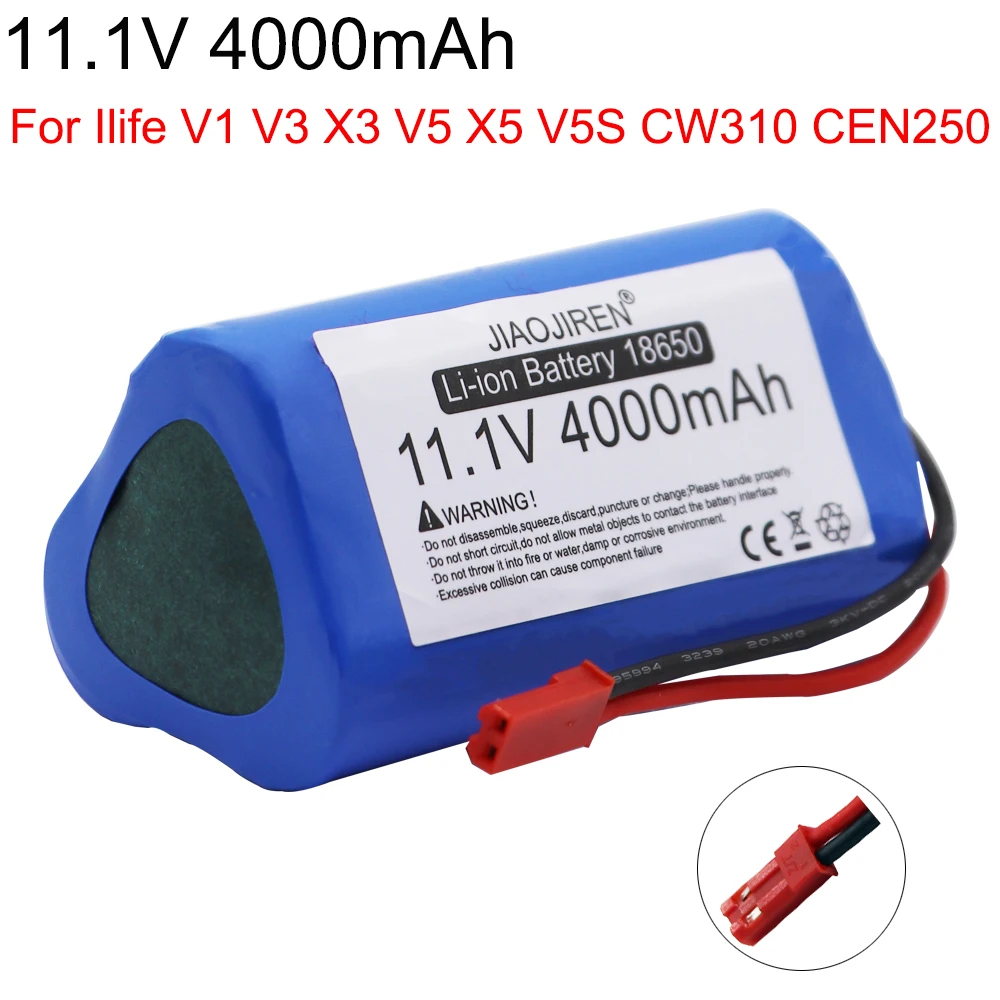 11.1V 4000Mah Li-ion Battery For Ecovacs Ilife V1 V3 X3 V5 X5 V5S CW310 CEN250 Robot Cleaner Parts 11.1V Replacement Battery