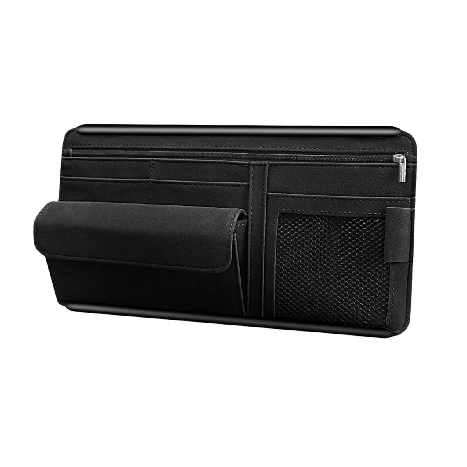 Car Sun Visor Organizer with Multi Pocket Zippers Sunglasses Holder for Cards