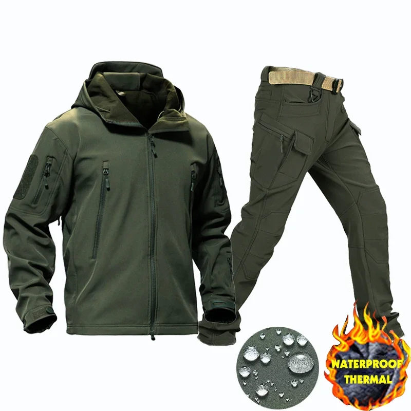 

Fleece Tactical Waterproof Uniform Set Men Suit Black Hunting Special Uniform Uniforms for Men