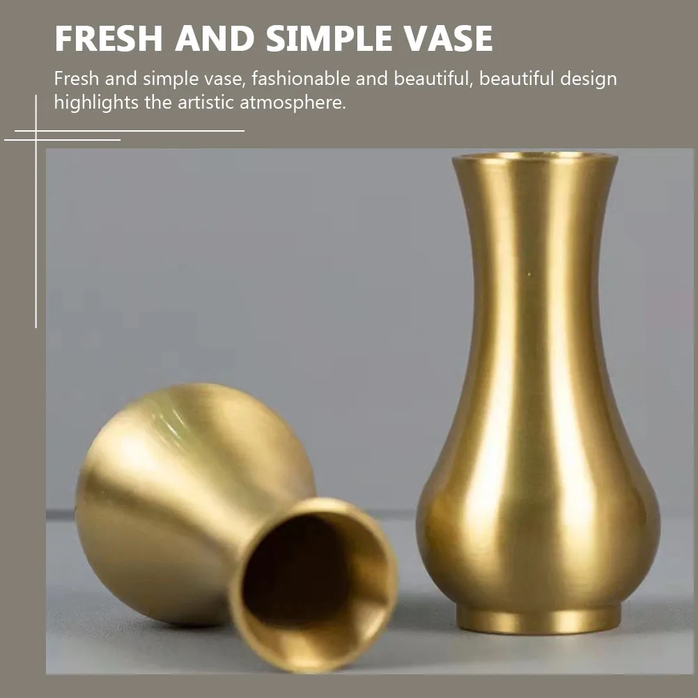 

1pc Brass Flower Vase Modern Simple Design Thickened Base Storage Holder For Fresh Flowers Home Office Decor Housewarming Gift