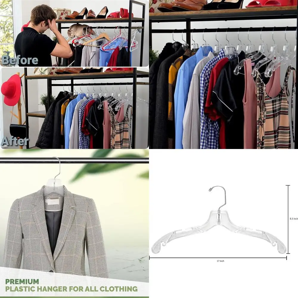 

Набор из 50 прозрачных пластиковых вешалок – прочные и универсальные для гардероба, одежды и демонстрации товаров в розничной торговле