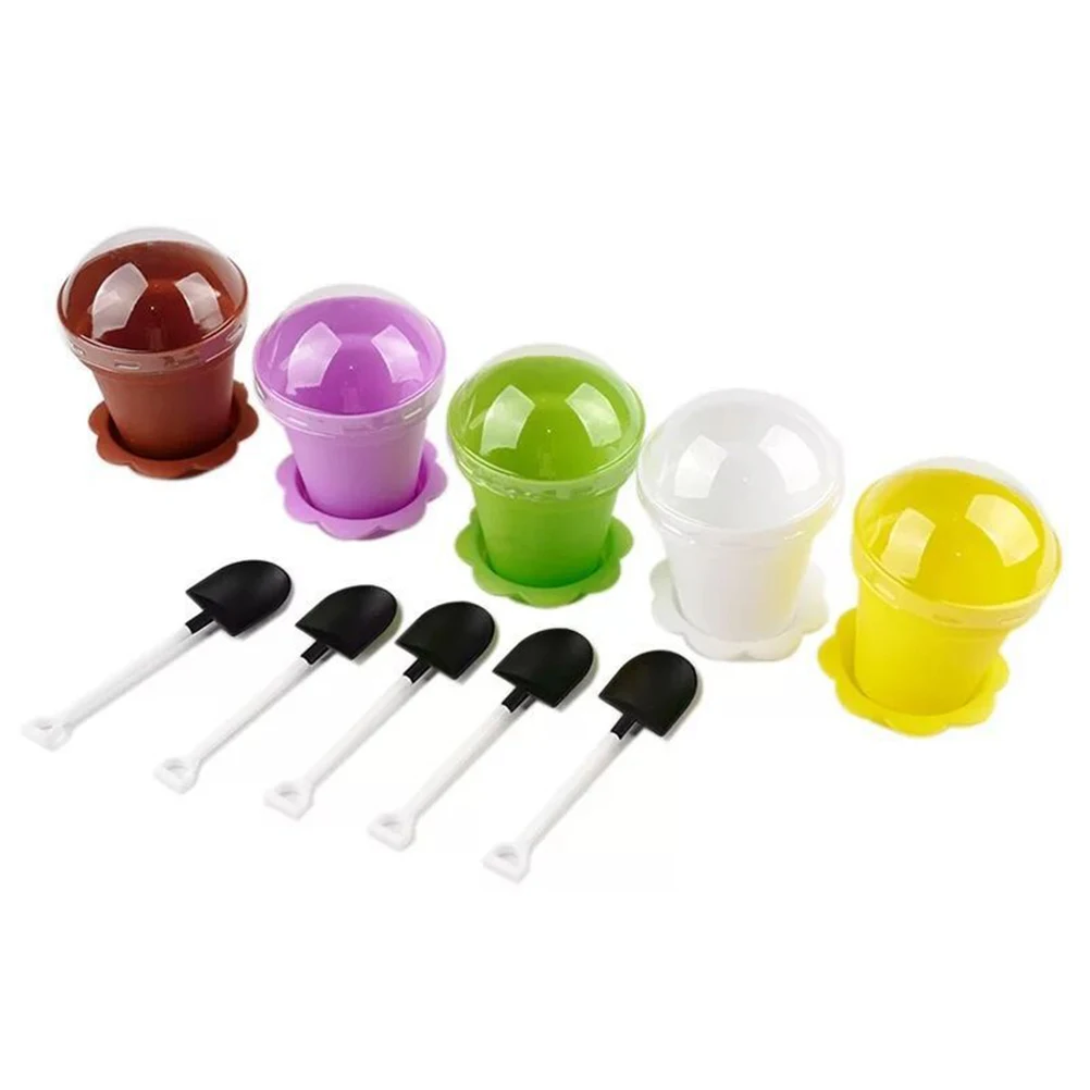 20 PCS Dessert Cups with Lids Potted Cake Flower Mousse Pudding White Pots for Plants