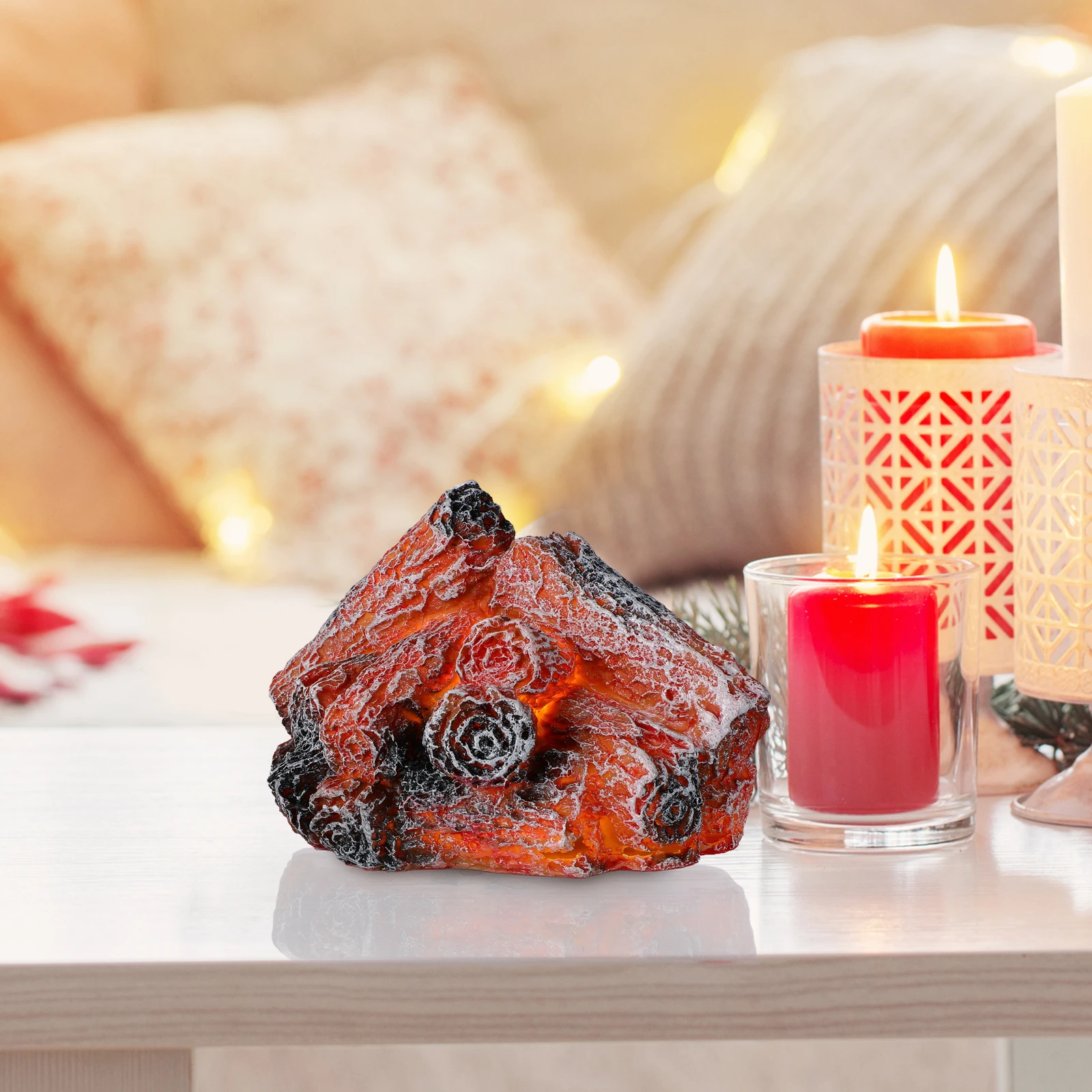 

Resin Fake Fire Lamp LED USB Flame Light Realistic Burning for Apartment Patio Home Decor Cozy Ambiance Lamp