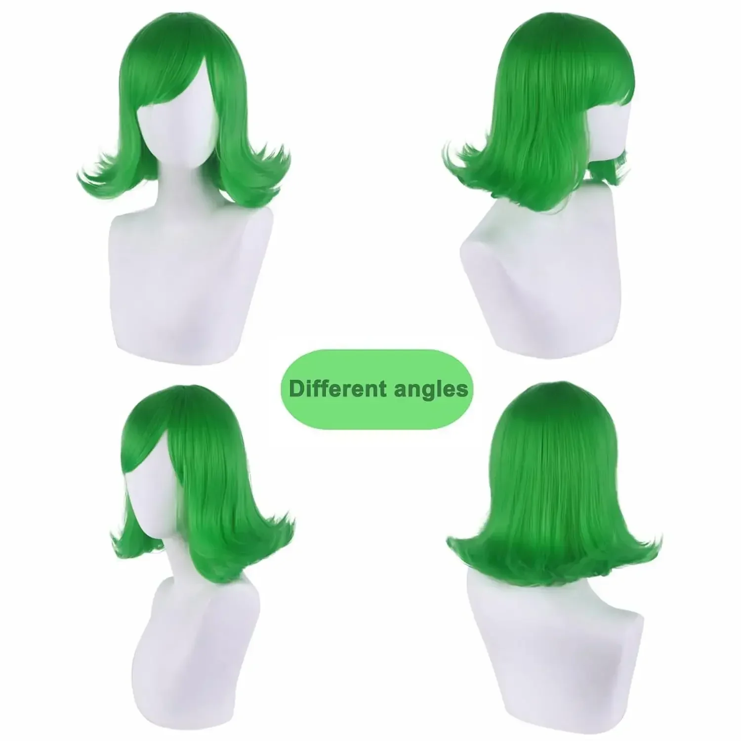 Peruka do cosplayu z filmu Wewnętrzki świat 2 - Obrzydzenie, zielona, krótka, kręcona, odporna na ciepło, syntetyczna peruka na Halloween.