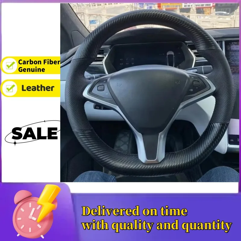

Carbon Fiber Genuine Leather Steering Wheel Covers Protect The Original Leather From Wear And Tear For Tesla Model 3 Y X S 18-24