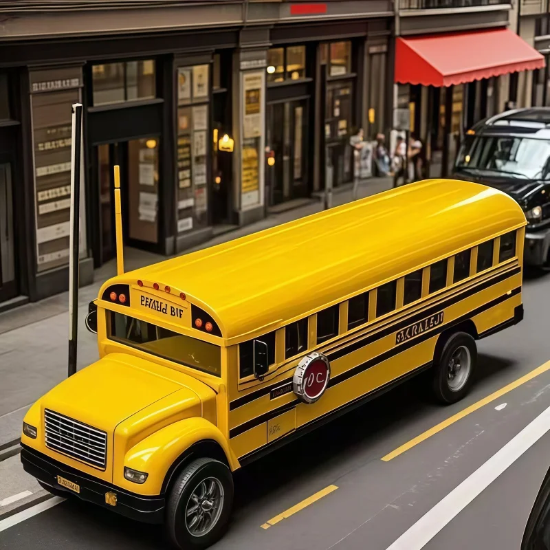 Alloy American school bus model, return pull function die-casting yellow school bus toy, car collection gift