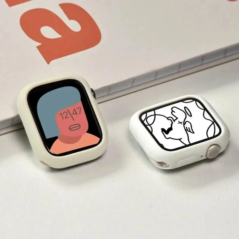 Capa de silicone para apple watch case 10 42mm 46mm 44mm 40mm 45mm 41mm acessórios protetor de escudo iwatch série se 6 7 8 9