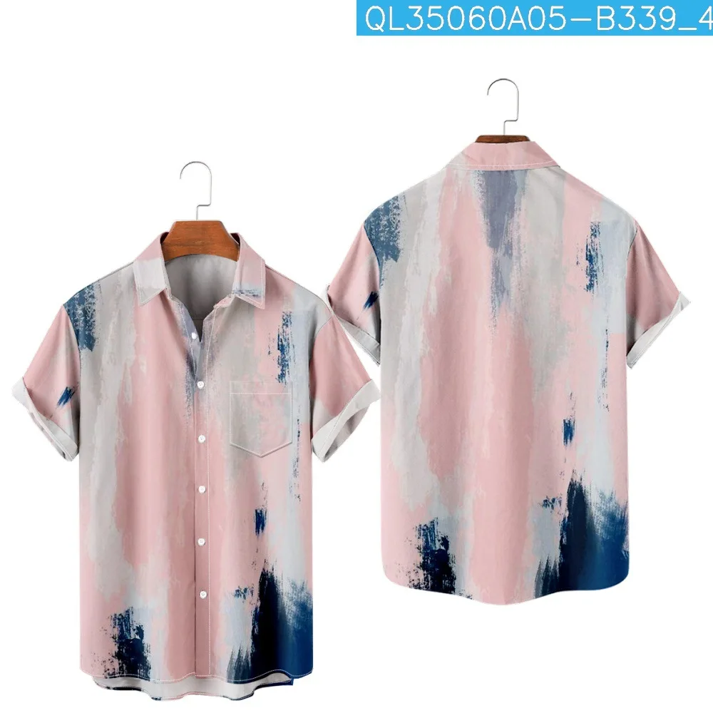 Camicia grande da uomo Fashion Halo Dye camicia hawaiana 2023 Top Casual da spiaggia a maniche corte con tasche