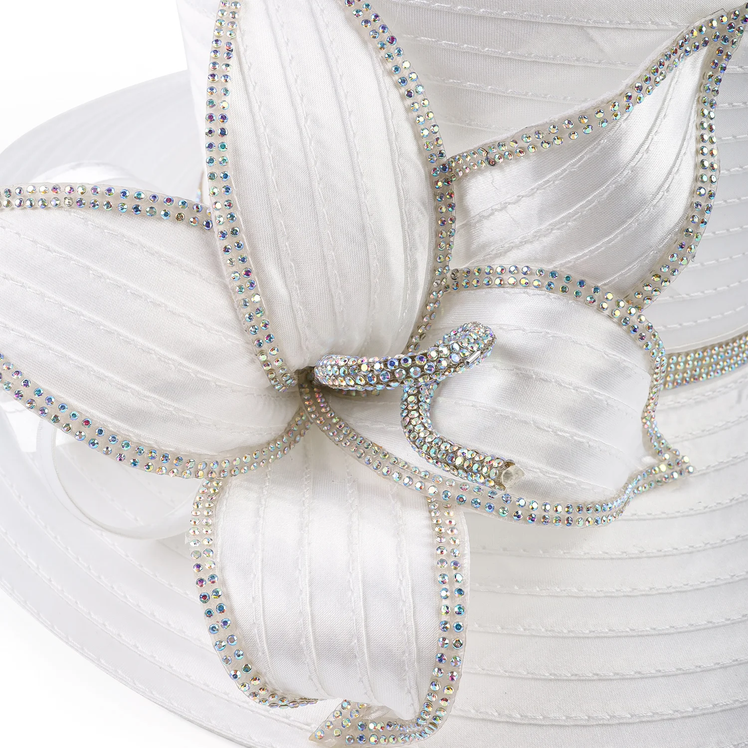 Flower Satin Cloth Rhinestone Church Hat Photography Top Hat Fashion Female Banquet Fascinator Wedding Formal Hat Women Ladies