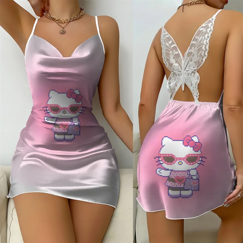 Fashion New Summer Women's Nightwear Sexy Romantic Suspender Sleeping Dress for Women Back Butterfly Hollow Design Female Pajama