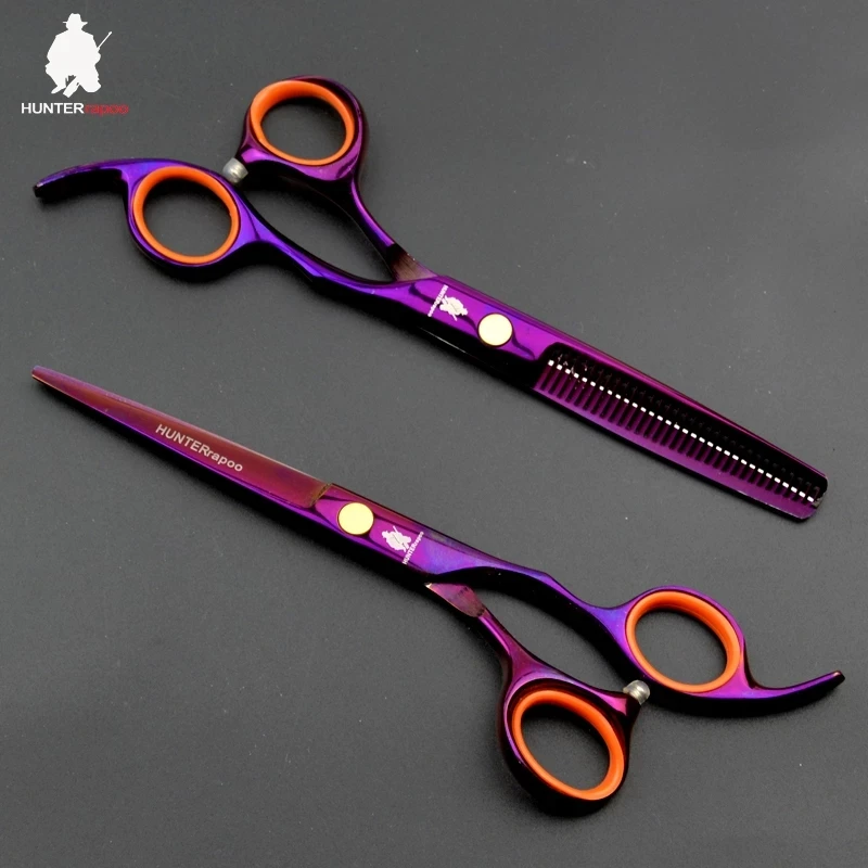 

HT9162 6" Purple Tintanium Stainless Steel Hair Scissors Haircut Thinning Shears Barber Styling Tools For Hairdressing Clipper