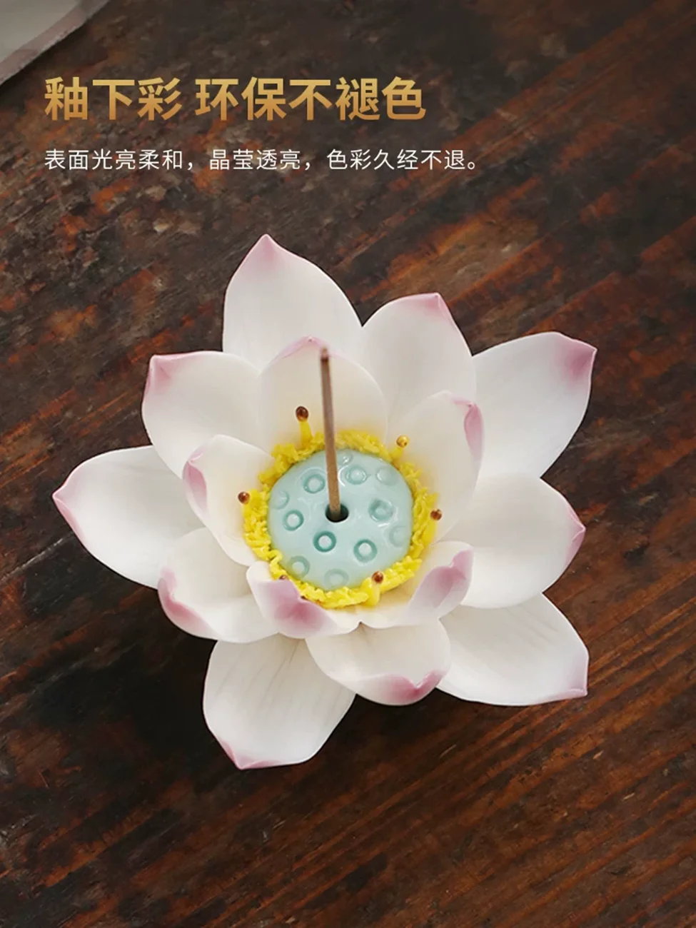 

Lotus Incense Burner with Zen Aesthetic- eastern Earthware Handcrafted Incense Holder Ornament for Indoor Home Use