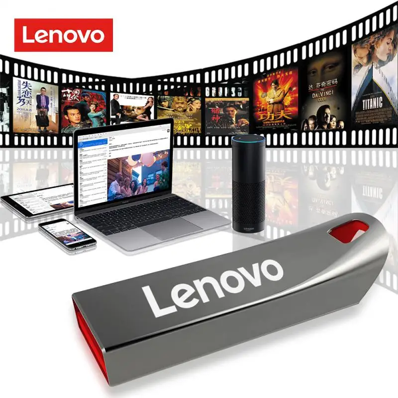 Lenovo-Unidades Flash Metal Impermeáveis, USB 3.0, Pendrive de Alta Velocidade, Memória Portátil, Disco Flash USB, Dispositivos de Armazenamento do Computador, 2TB