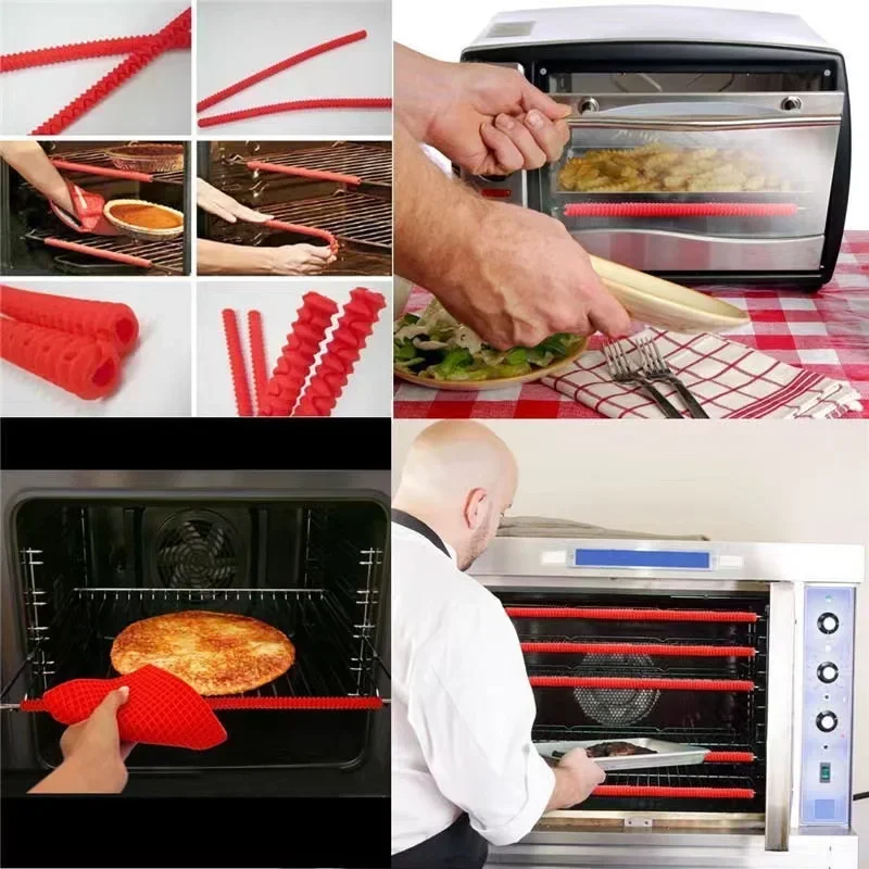 Heat-resistant silicone oven rack guard shelf edge burn protection kitchen avoid scalding protector tool 2 pieces