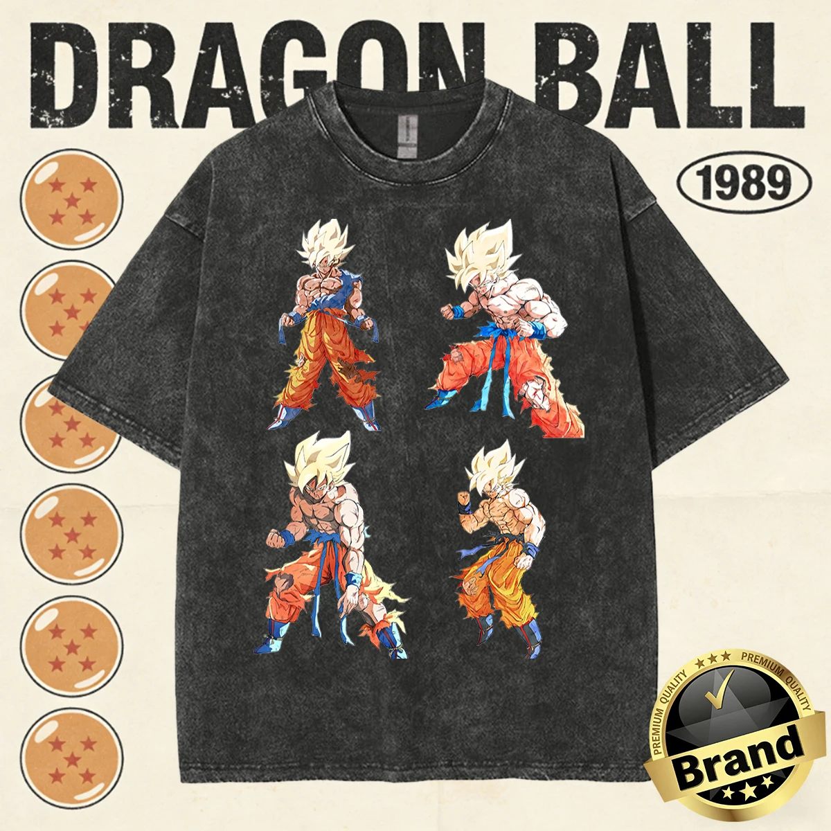 

Dragon Ball Z Goku Super Saiyan Acid Wash Oversized Cotton T Shirt 2026 Summer Anime Streetwear Graphic Tee for Men Women