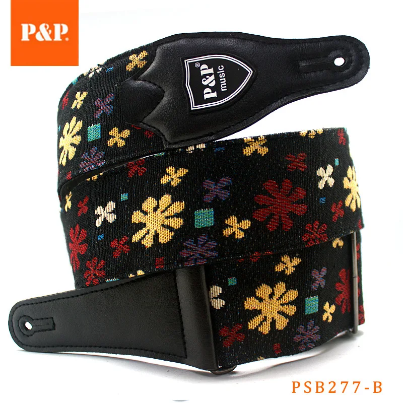 P&P Adjustable Embroidered Cotton Guitar Strap Widening and Thickening for Electric Acoustic Guitar Bass Belt