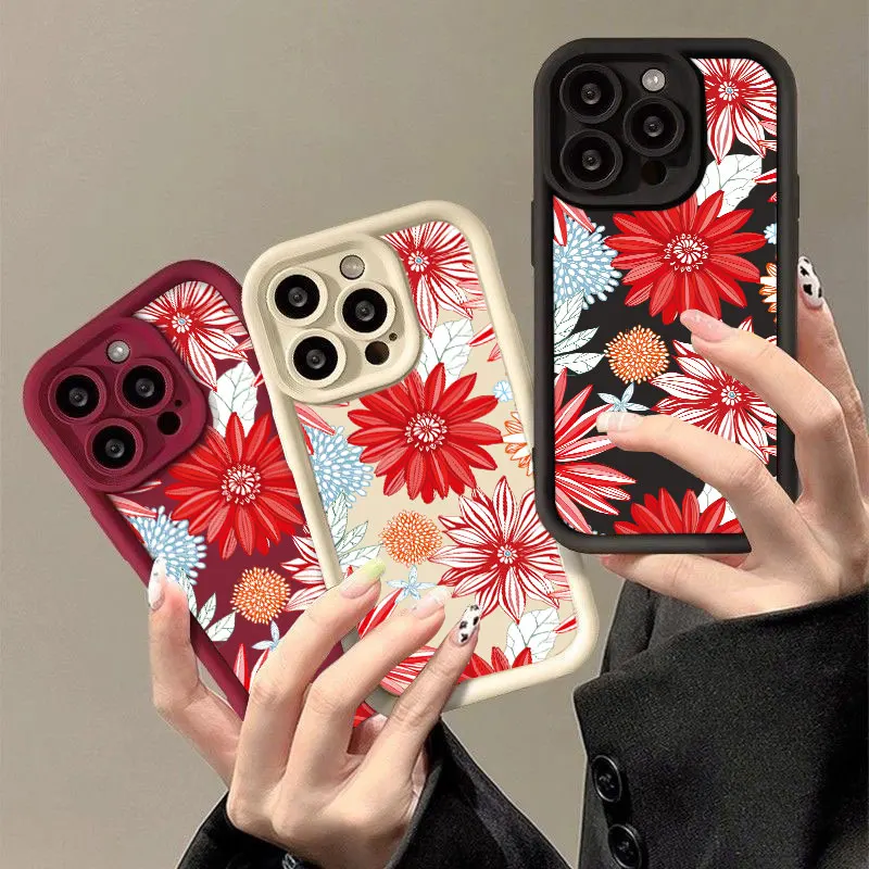 Pretty Flower Fasion Phone Case for iPhone 11 12 MINI 13 14 15 16 PRO MAX PLUS Shockproof Silicone Soft Cover Coque Shell