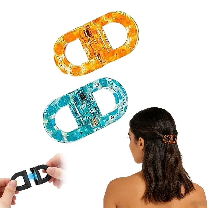 Vintage Leoparden-Magnet-Haarspange 2/4 Stück Bernstein Unsichtbare Starke Haarklammer Modisch Einfach Mädchen Haarschmuck-Set für Feines Dickes Haar Tägliches Tragen