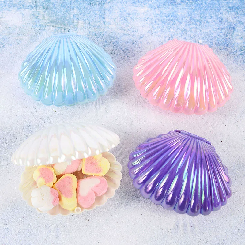 5/10pcs Colorful Shell Candy Boxes Mermaid Birthday Party Biscuit Gift Packaging Jewelry Storage Box Baby Shower Wedding Decor