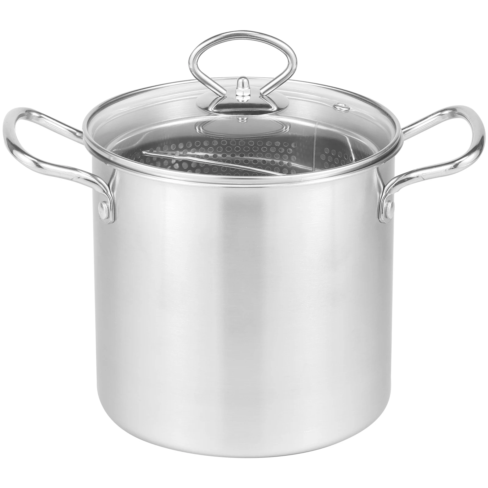 바구니 및 뚜껑이 달린 딥 프라이어 냄비, 3.5L 스테인리스 스틸, 내열성 듀얼 핸들, 식품 등급 프라이팬