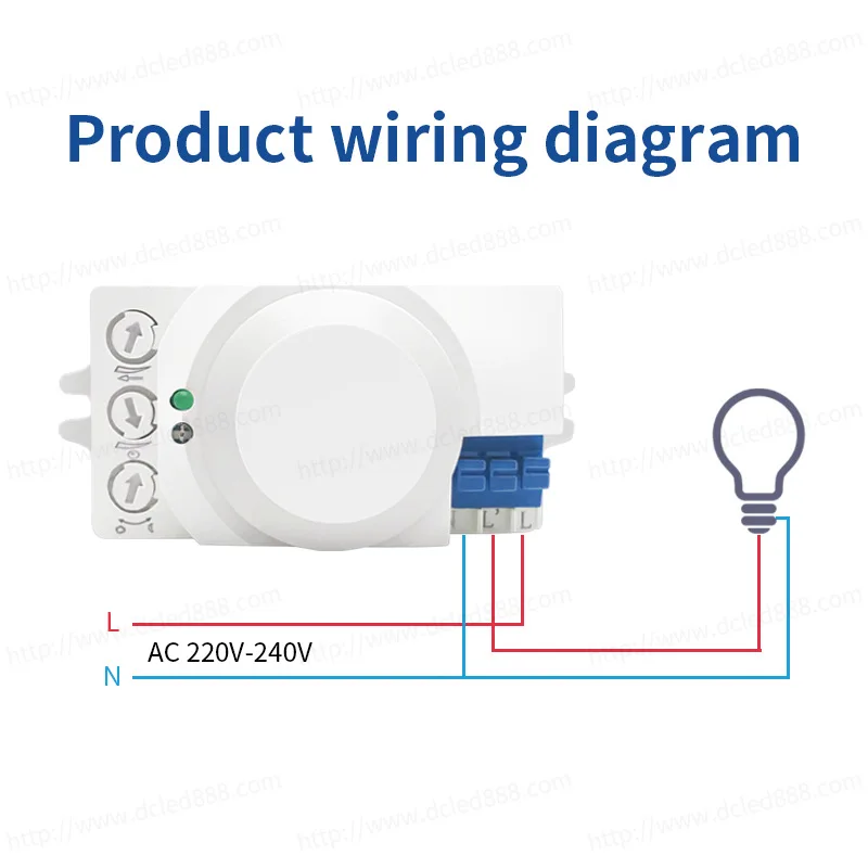 Interruptor inteligente de inducción LED para microondas, Sensor de movimiento de 360 °, 5,8 GHz