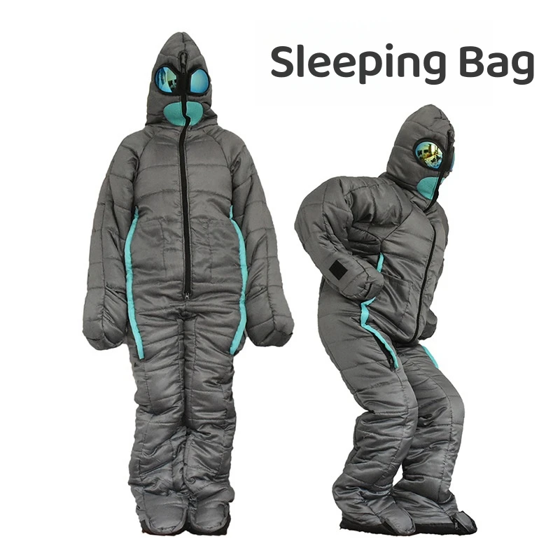 Outdoor Camping Cotton Sleeping Bag Winter Ultralight Portable Sleeping Bag Wearable Adult Warm Alien Sleeping Bag New