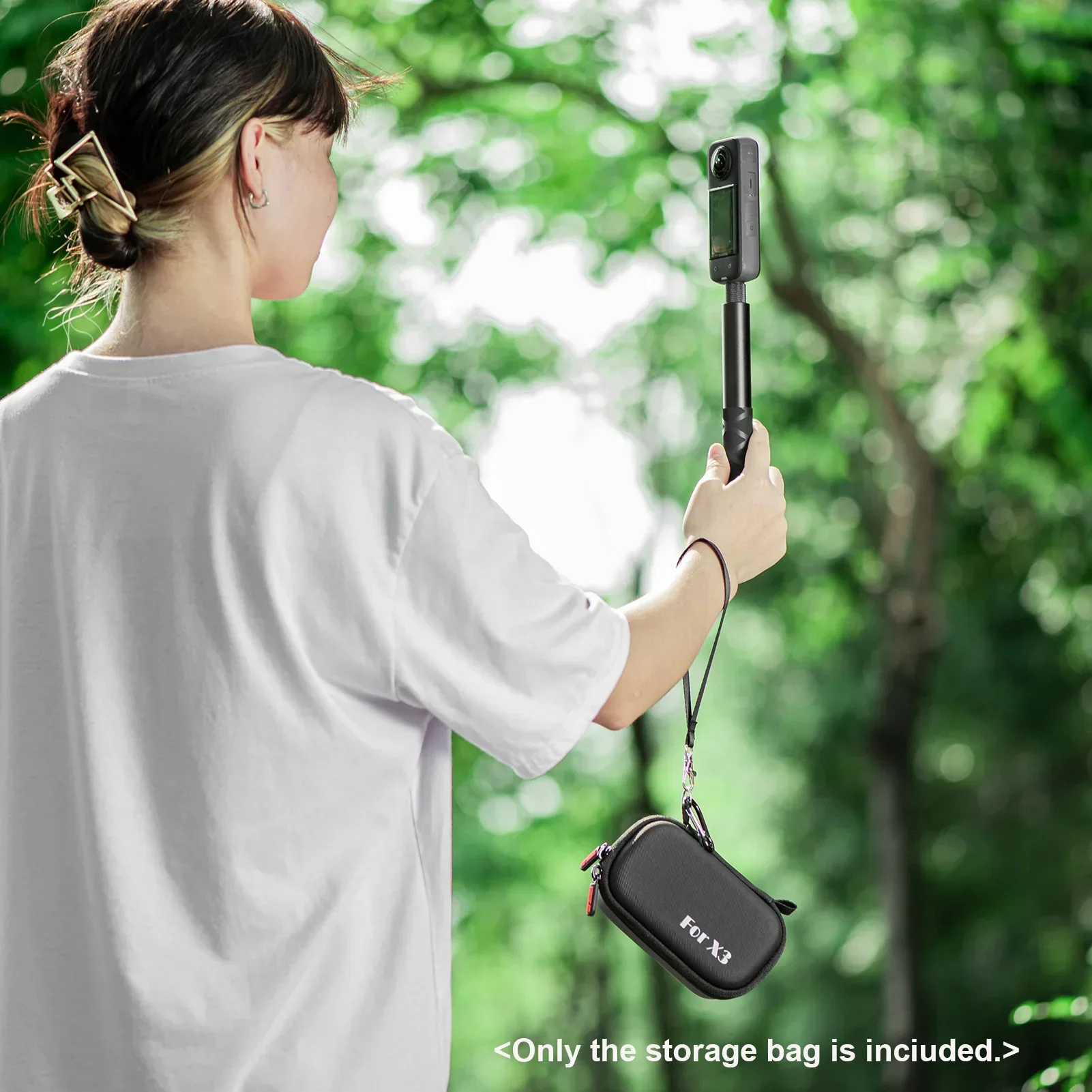 Powerwin Tragbare Sport-Aufbewahrungstasche für kleine Kameras für Insta360 X3, kleine Tragetasche, wasserdicht, mit Handschlaufe, Karabiner