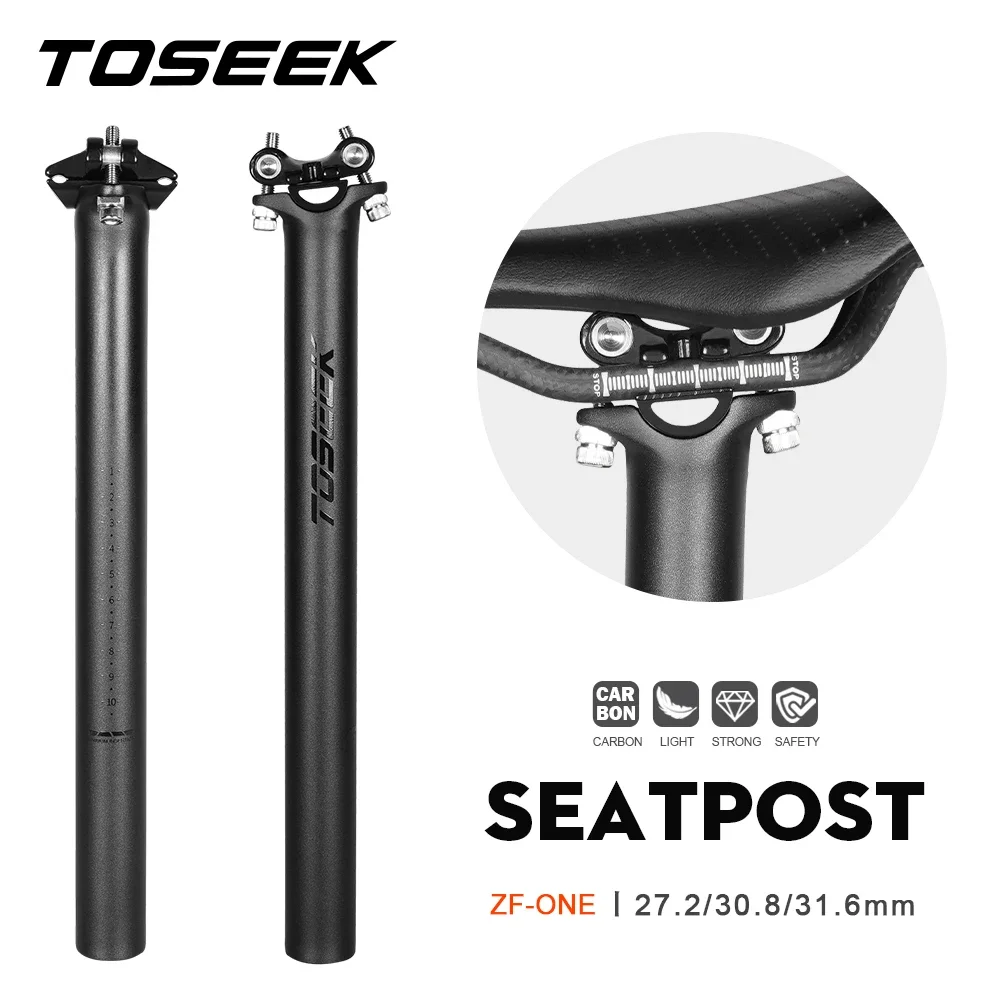 

TOSEEK ZF-ONE Карбоновый подседельный штырь с вылетом 0 мм для MTB/шоссейных велосипедов, диаметр 27.2/30.8/31.6 мм, матовый черный/серый/серебристый