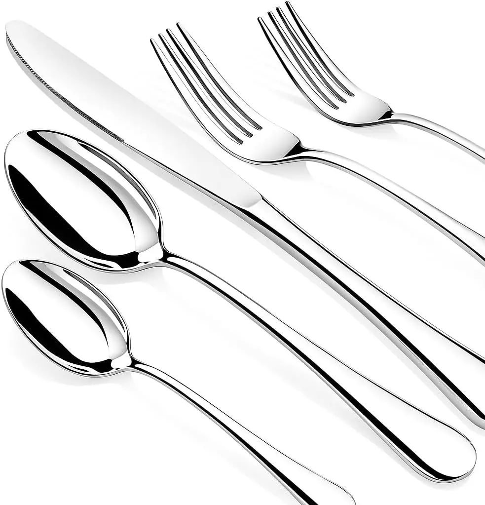 

60-Piece Stainless Steel Flatware Set for 12, Mirror Polished with Steak Knives, Durable and Dishwasher Safe