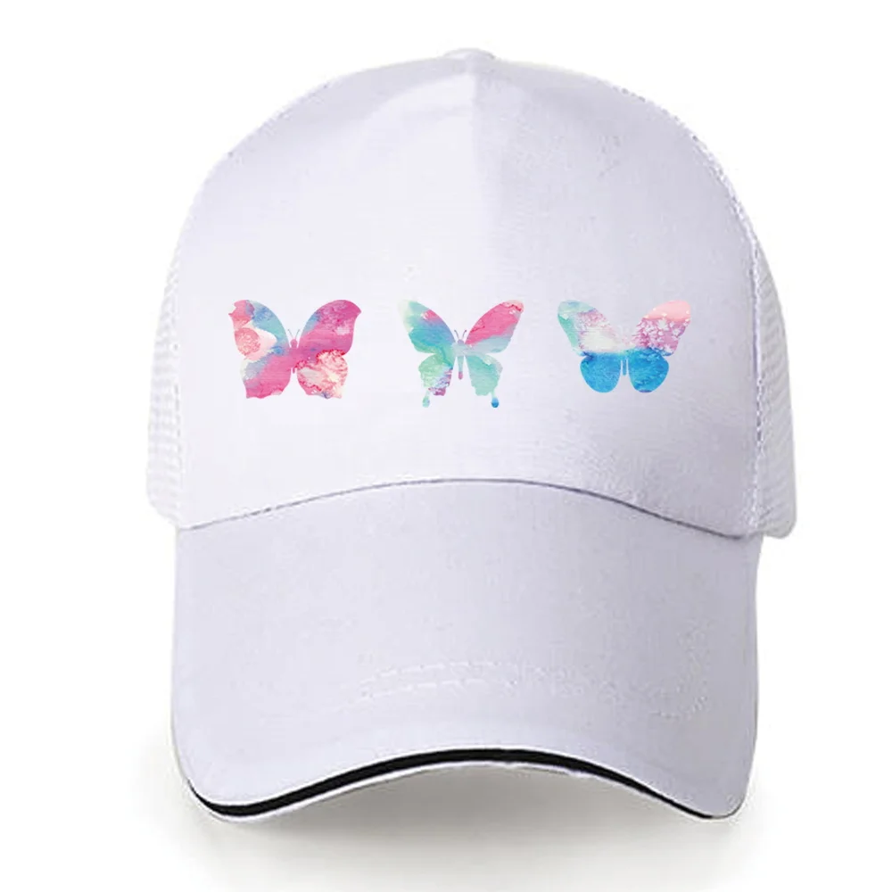 Fashion Mens Summer Outdoor Sport Baseball Hat Running Visor Cap Hot Popular Cool Quick Dry Butterfly Print Adjustable Mesh Cap