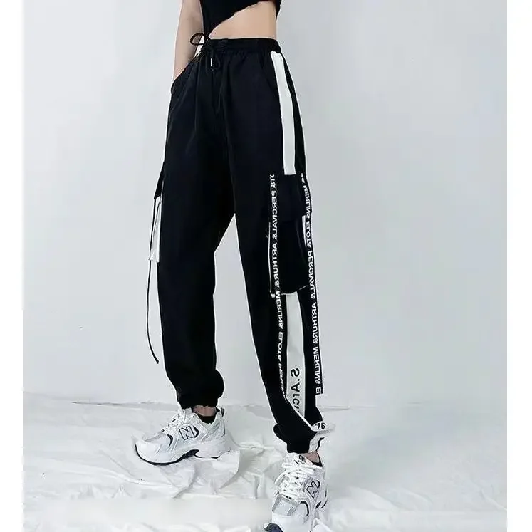 New Fashion Women Cargo Pants High Waist Loose Sport Trouser Streetwear Clothing Harajuku Casual Black Pant Y22