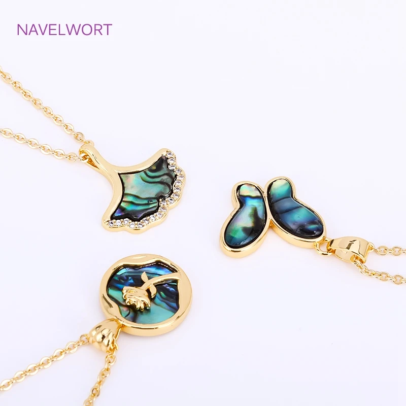 Trendy 18K Gold Plated Brass Rose/Butterfly Charms Natural Abalone Shell Pendants For Necklace Making Jewelry And Accessories