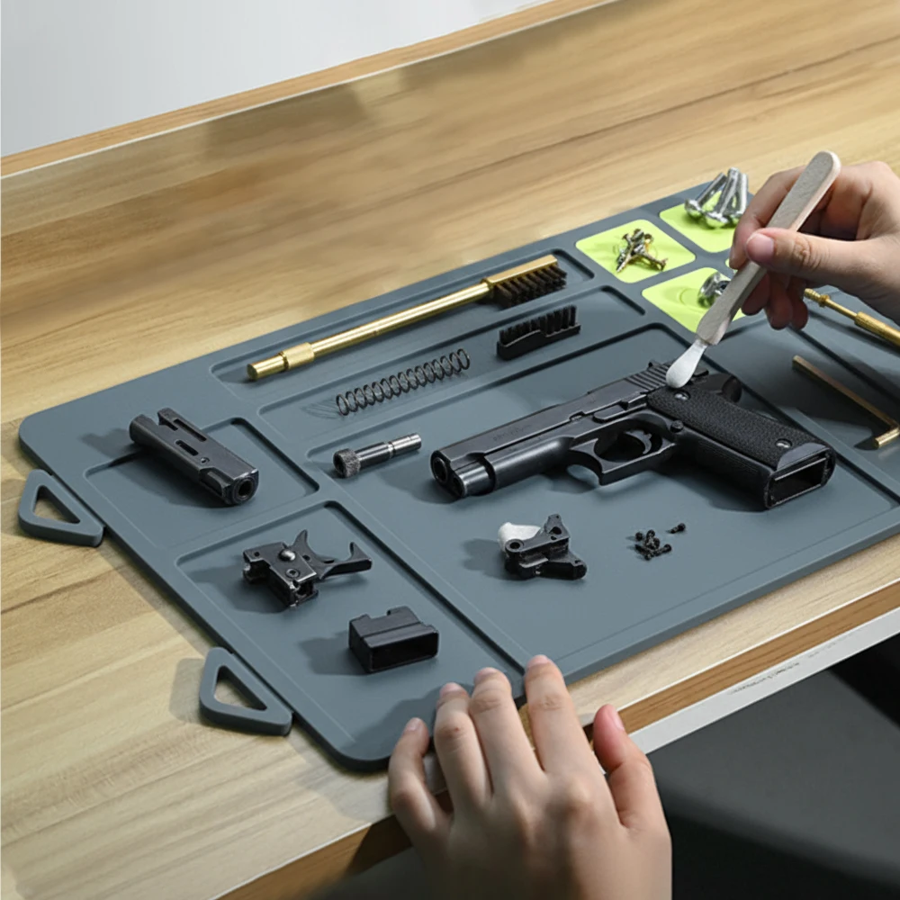 Tactical Gun Cleaning Mat Rifle Shotgun Cleaning Maintenance Mat Magnetic Rubber Gun Cleaning Pad Protective Workbench Mat view 6