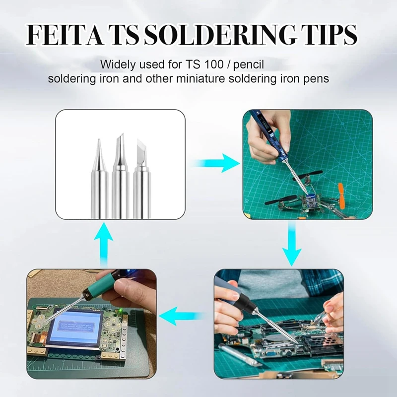 LICG For Pinecil TS100 Soldering Iron Tips Replacement For Mini Portable Micro-Type Solder Pen Stations Tool