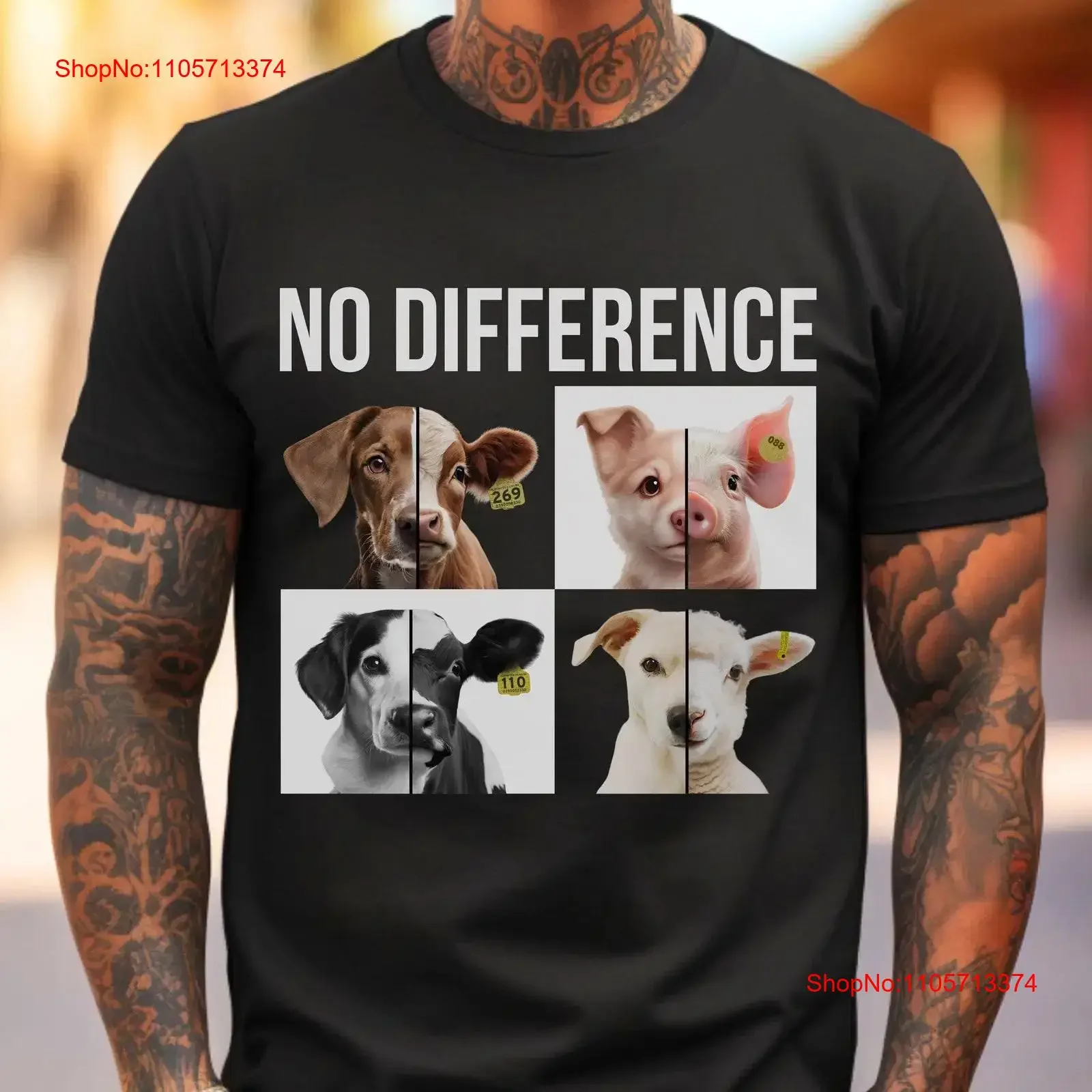 Vegan T Shirt Activism dog calf pig sheep no difference veganism activist Animal Liberation gift vintage Washed Slightly