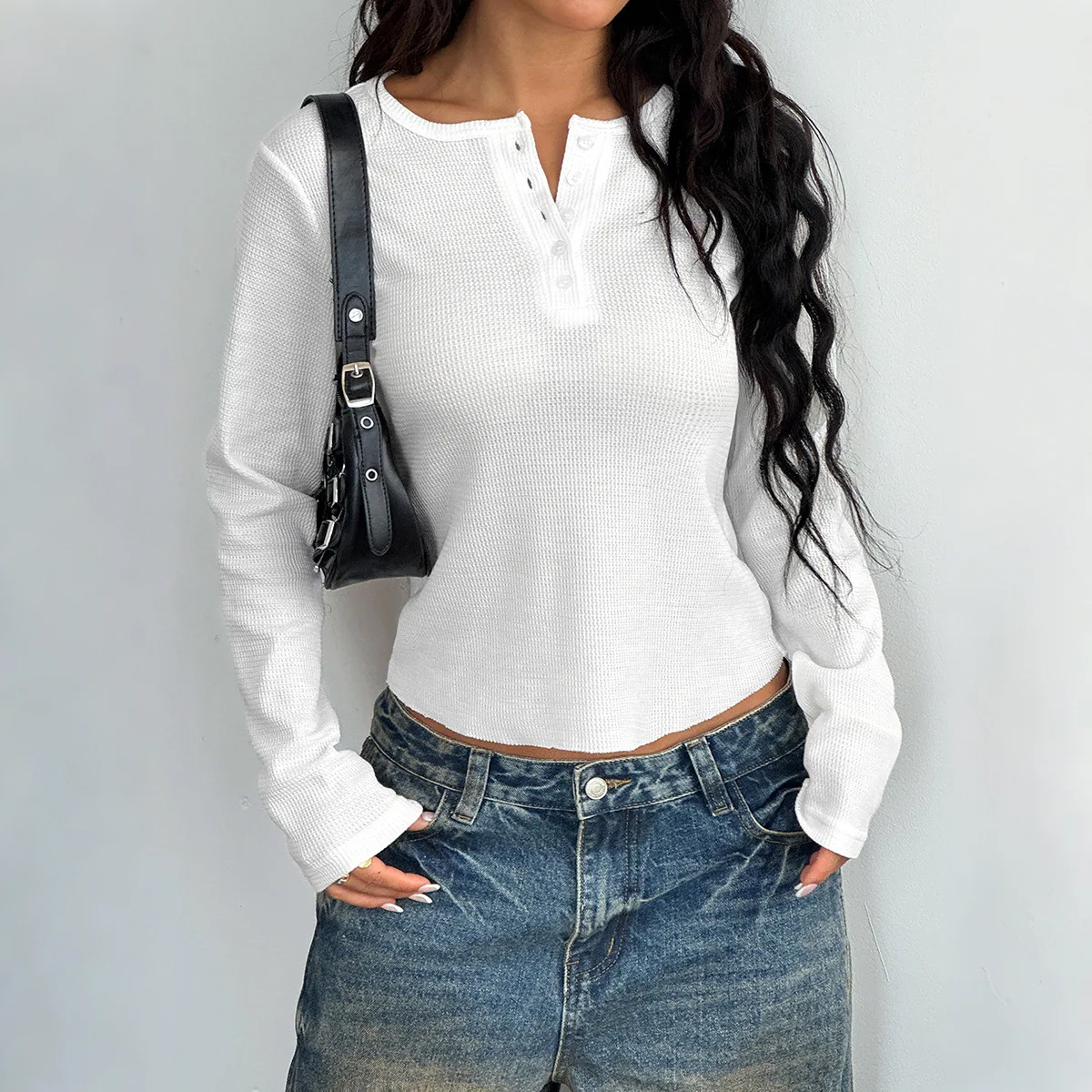 

Y2K Spicy Girl Style Button Up Long Sleeved Vest T-Shirt for Women