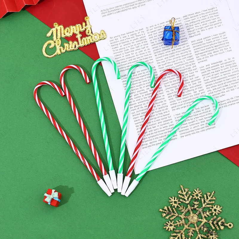 عيد الميلاد مخطط قلم حبر جاف الحلوى الملونة قصب على شكل قلم حبر جاف هدية عيد القرطاسية هدية