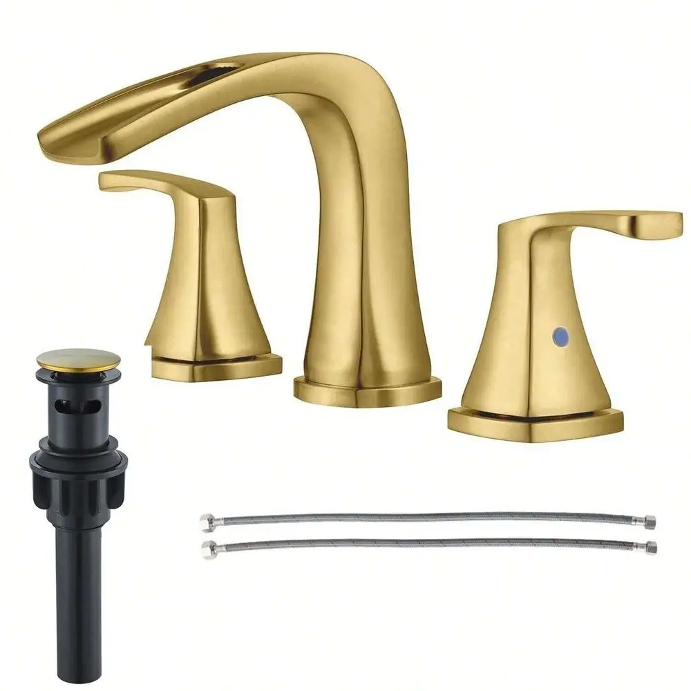 

Современный смеситель для раковины с тремя отверстиями, 8-дюймовый смеситель для раковины с двумя ручками и сливным механизмом.