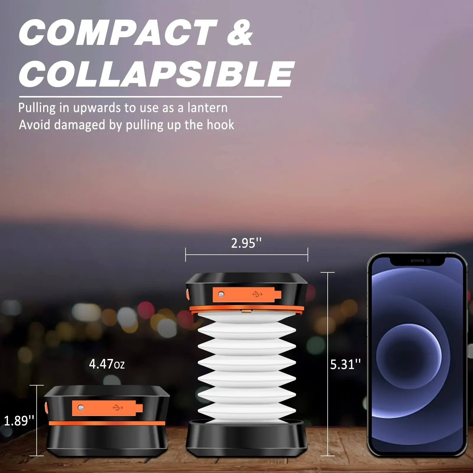 Lanterna da campeggio portatile ad energia solare, modalità multiilluminazione, Power Bank, gancio, esterno, campeggio, pesca, barbecue, lettura, luce di emergenza