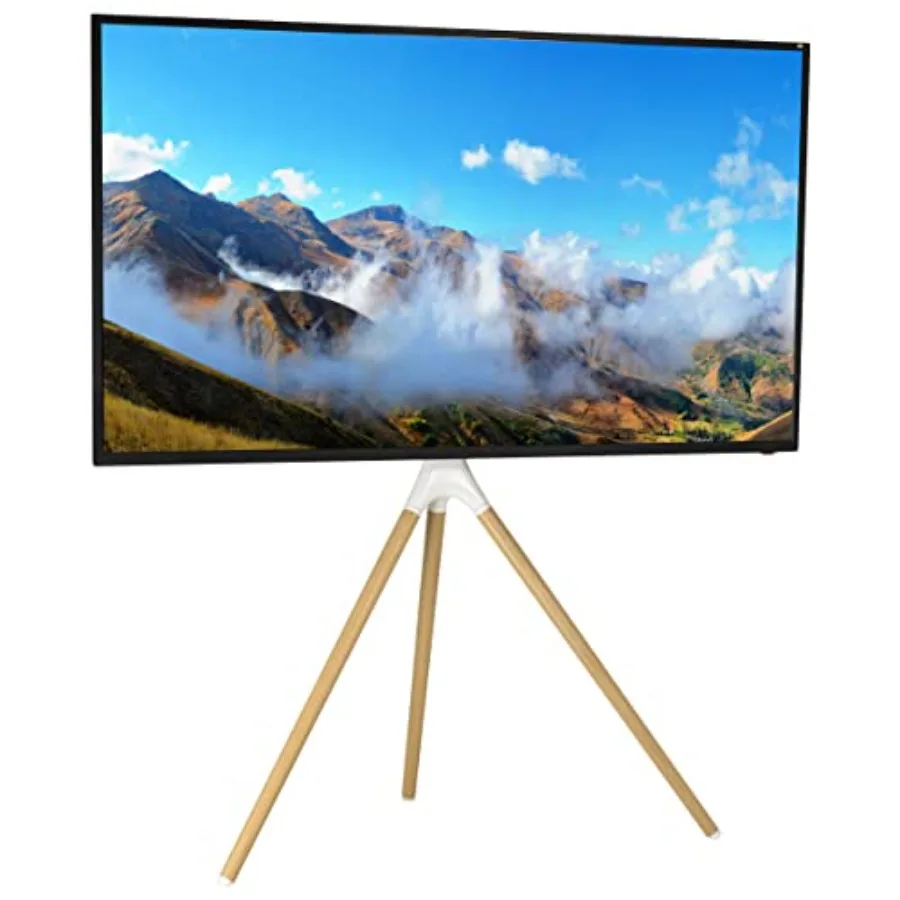 Artistic Easel 45 to 65 inch LED LCD Screen Studio TV Display Stand Adjustable TV Mount with Swivel and Tripod Base White Brack