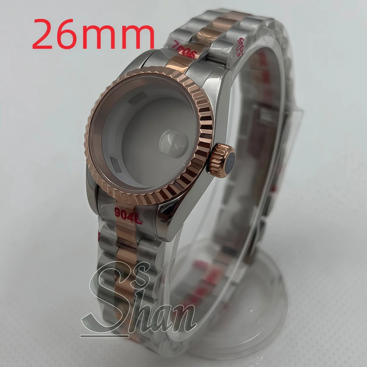 

Корпус и браслет из нержавеющей стали 26 мм NH05 золотого, серебряного и розового золотого цветов, подходят для женских часов с автоматическим механизмом NH05 NH06 и сапфировым стеклом.