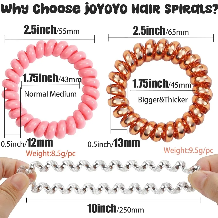 Lazos para el cabello en espiral, paquete de 40 sin arrugas, multicolor, impermeable, cable para teléfono, bobinas para el cabello, lazos elásticos para el cabello, accesorios para el cabello para mujeres y niñas