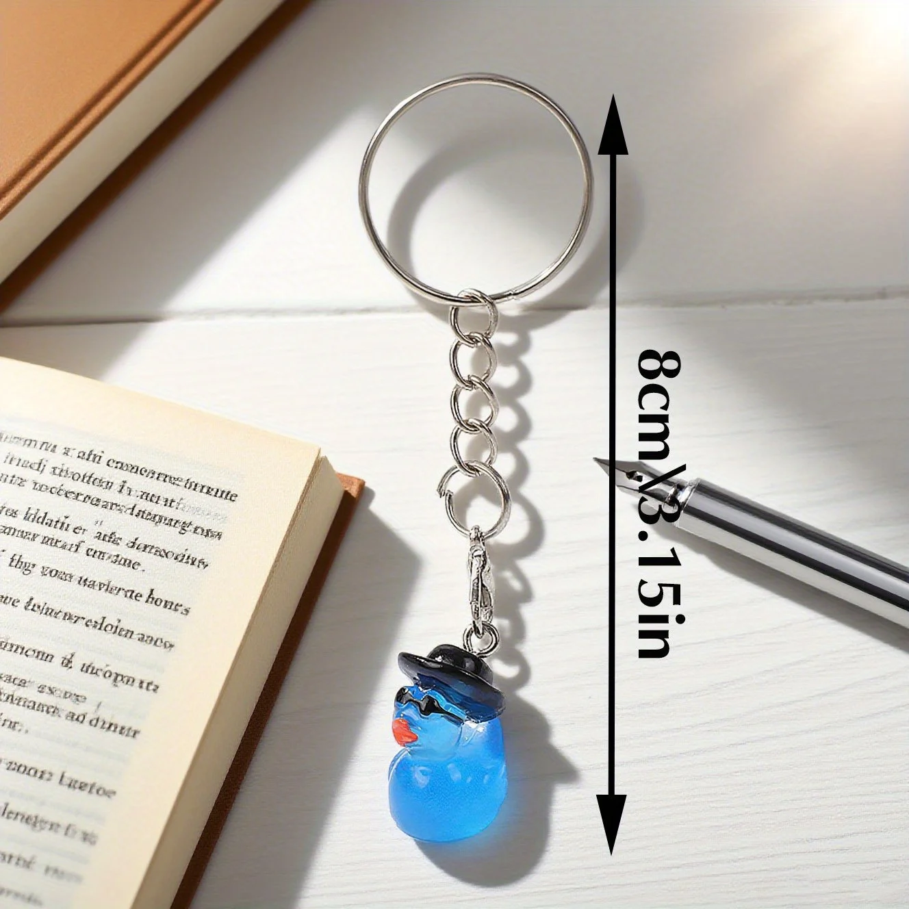 Glow In Dark Resin Cowboy Hat Duck Keychain Sunglasses Duck Bag Charm Dollhouse Aquarium Decor Holiday Gift