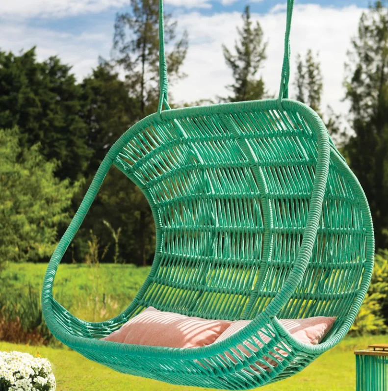 

Двухместное современное подвесное кресло для отдыха на открытом воздухе с плетеным из веревки дизайном, фантастические веревочные качели для веранды