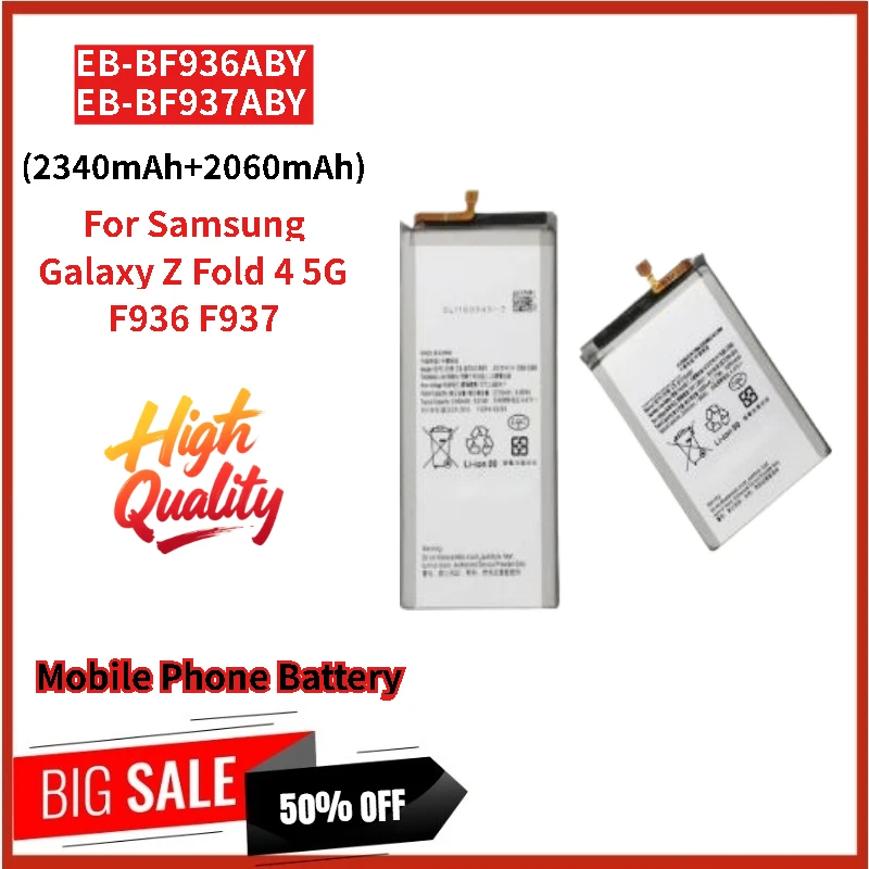 100% New EB-BF936ABY EB-BF937ABY (2060mAh+2340mAh) Mobile Phone Battery For Samsung Galaxy Z Fold 4 5G F936 F937 High Quality