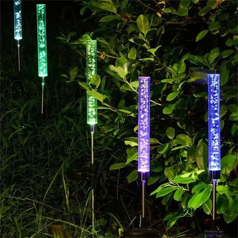 1/ 2 Pack Solar Garden Lights Outdoor Acrylic Solar Tube Bubble Lights Waterproof RGB Color Changing LED Solar Light Garden lamp